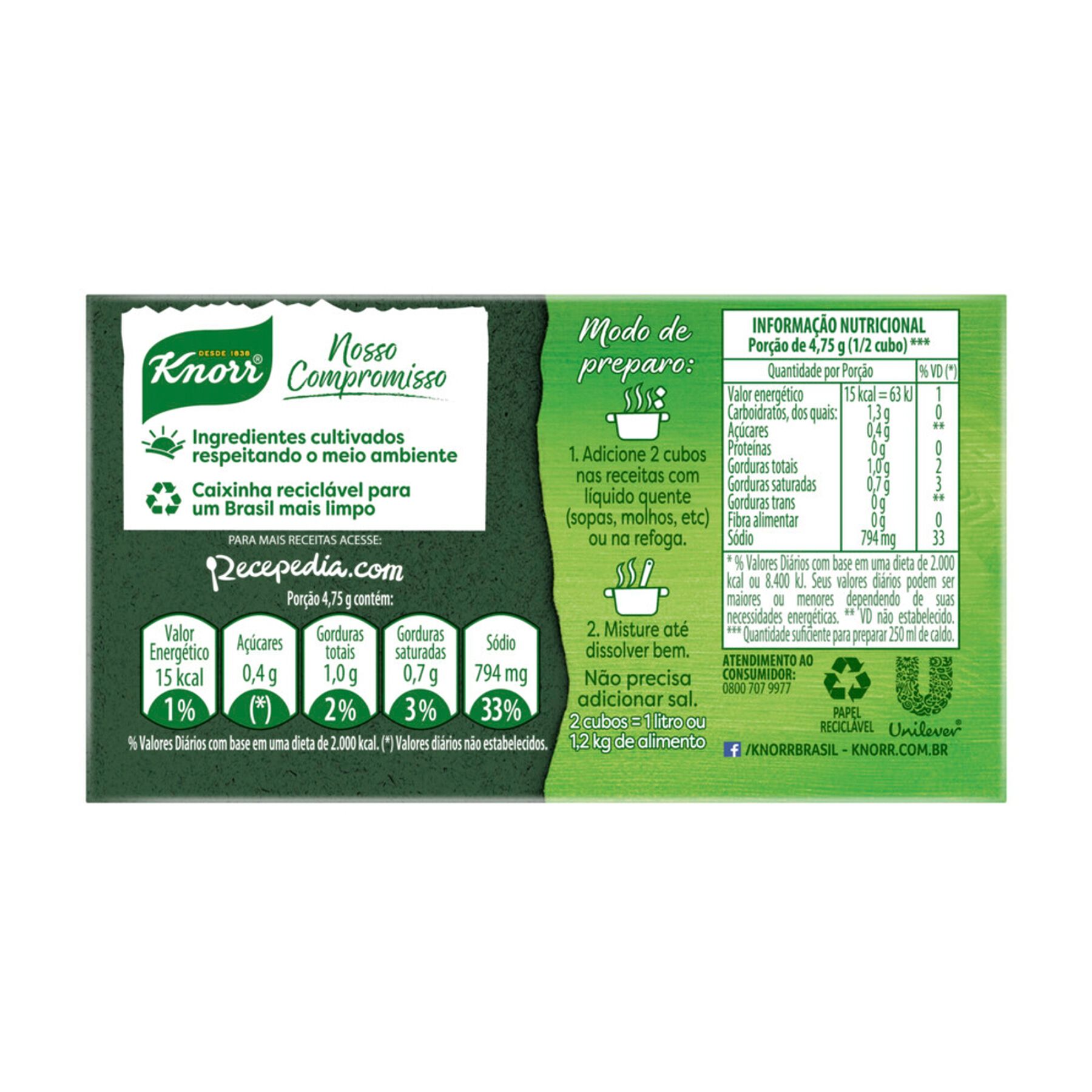 Caldo em Tablete Carne Knorr Caixa 57g 6 Unidades