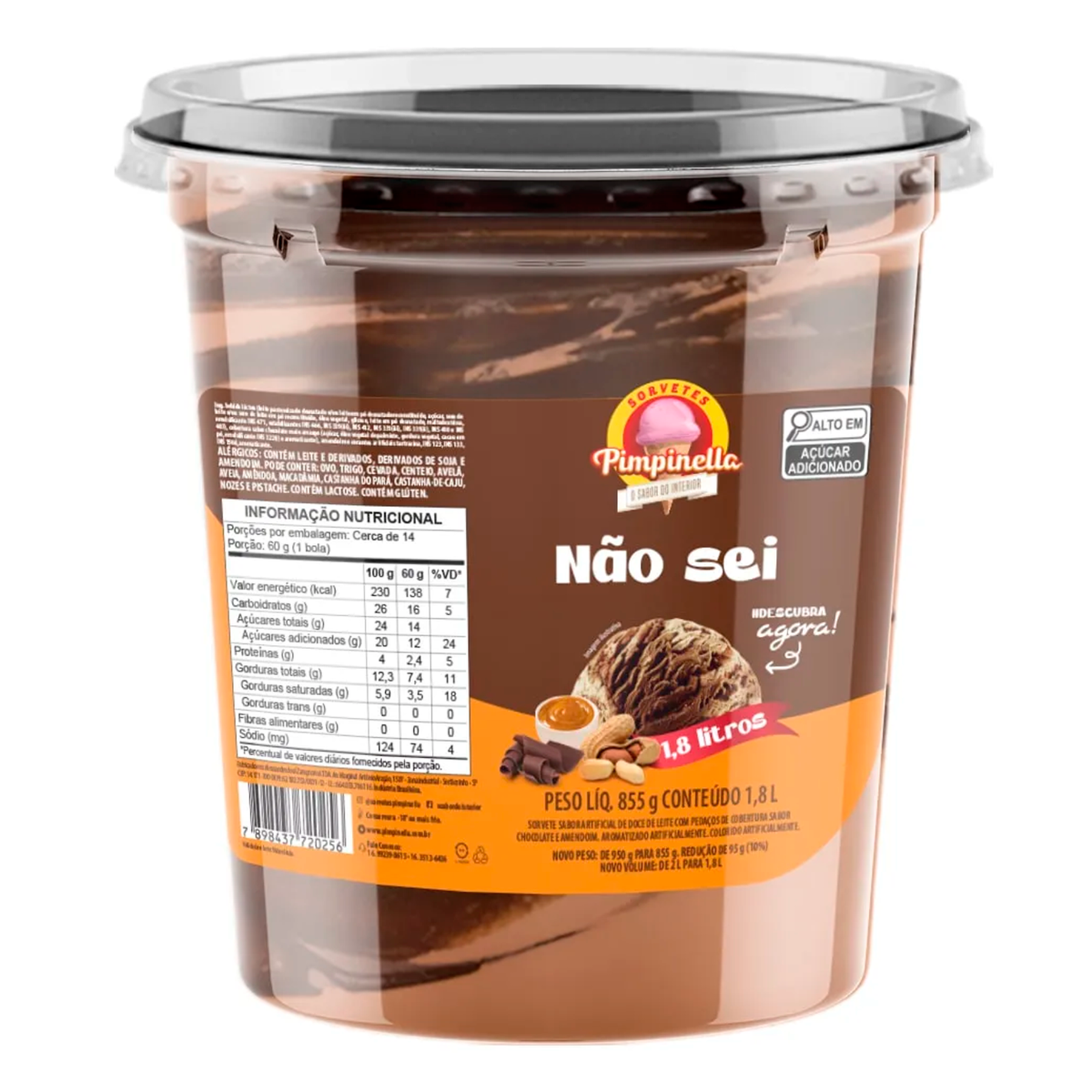 Sorvete Não Sei Pimpinella Pote 1,8l