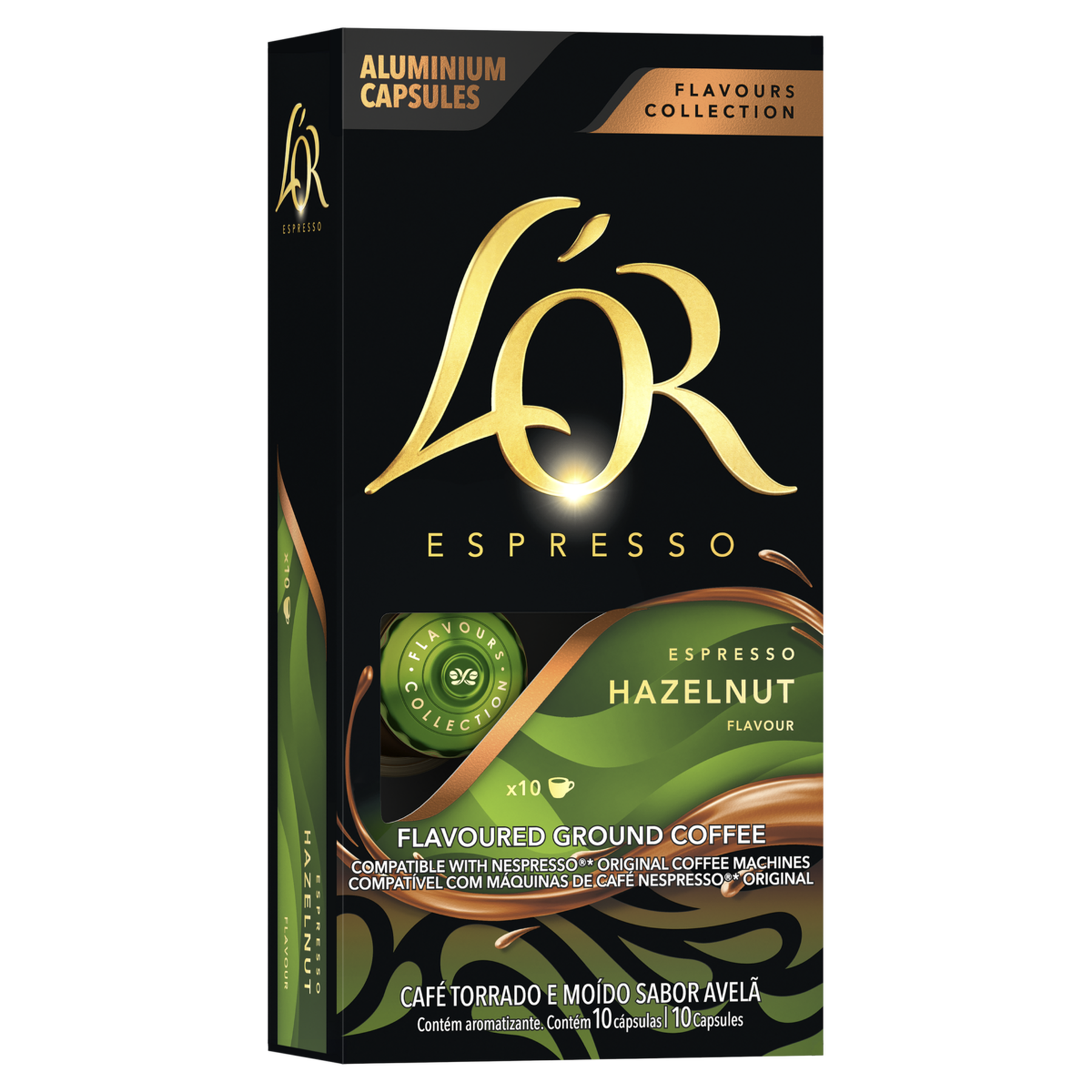 Caf&eacute; em C&aacute;psula Torrado e Mo&iacute;do Espresso Avel&atilde; L'or Flavours Collection Caixa 52g 10 Unidades