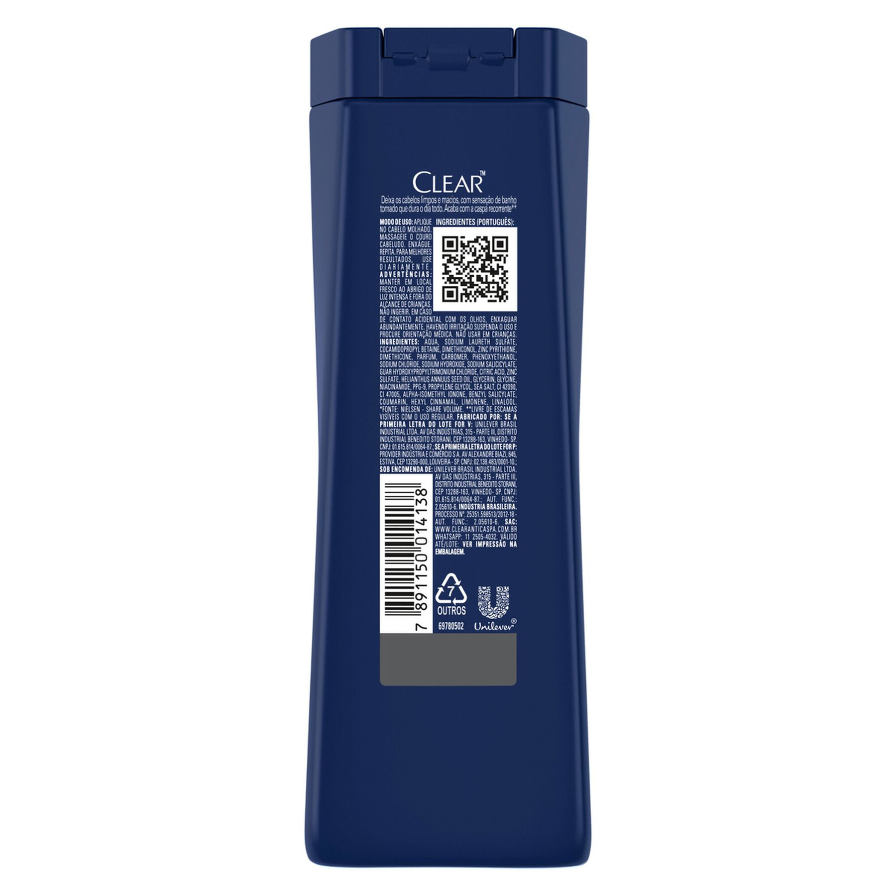 Shampoo 2 em 1 Anticaspa Clear Men Limpeza Diária Frasco 400ml