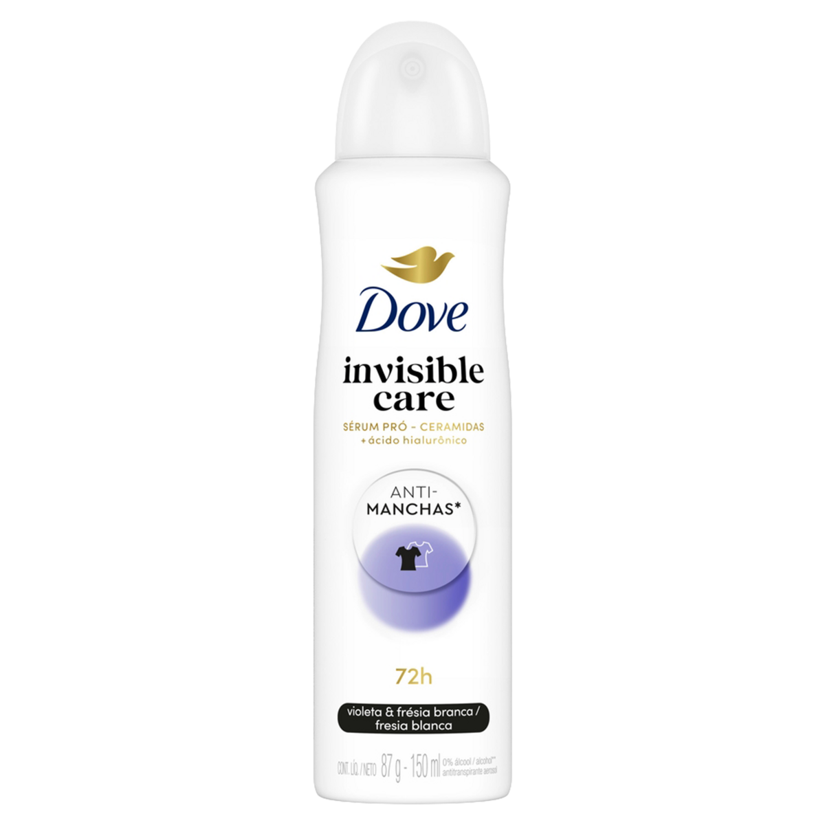 Antitranspirante Aerossol Violeta & Fr&eacute;sia Branca Dove Invisible Care 150ml Spray