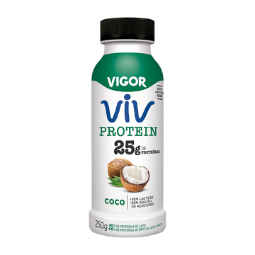 Iogurte Desnatado Coco Zero Lactose Vigor Protein Frasco 250g