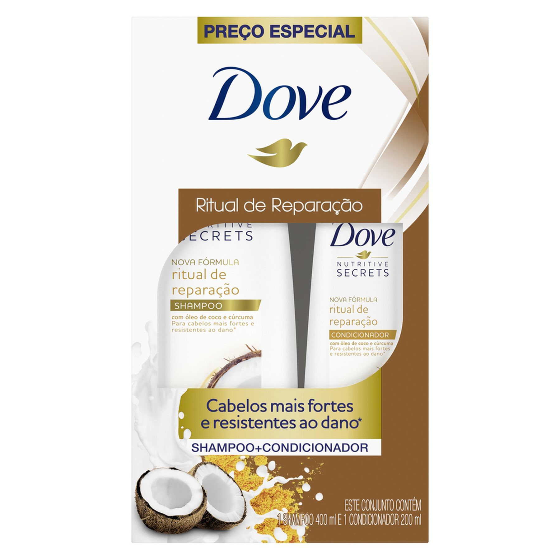 Kit Shampoo 400ml + Condicionador 200ml Dove Ritual de Reparação