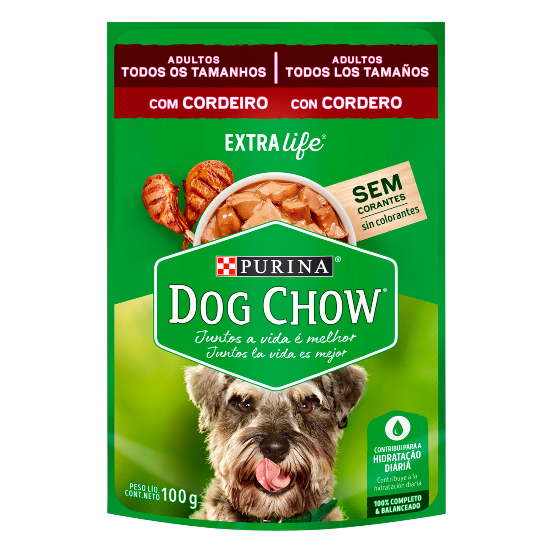 Alimento para Cães Adultos Cordeiro Purina Dog Chow Extra Life Sachê 100g
