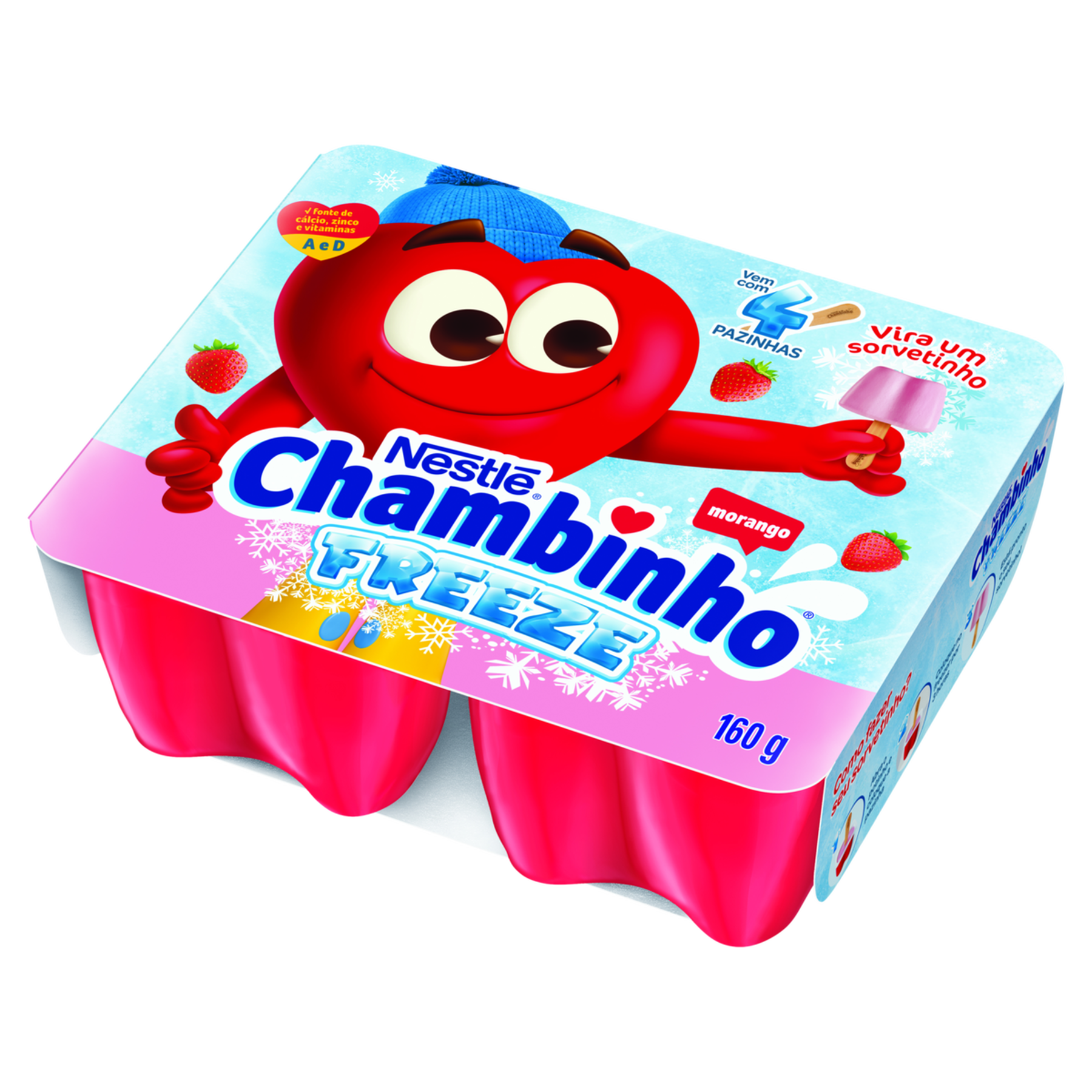Queijo Petit Suisse Morango Chambinho Freeze Bandeja 160g C/4 Unidades
