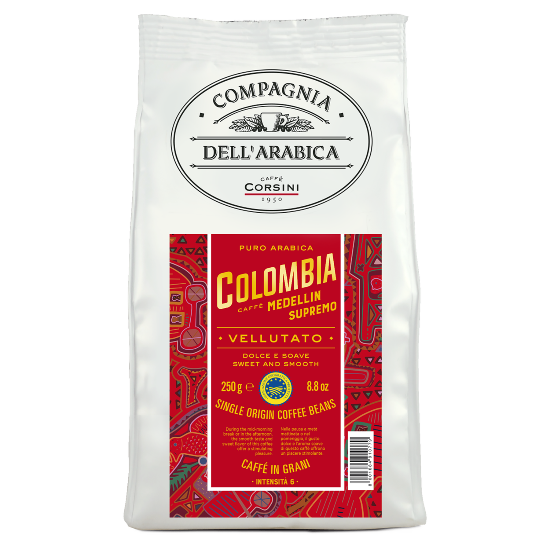 Caf&eacute; Torrado em Gr&atilde;os Col&ocirc;mbia Compagnia Dell'Arabica Pacote 250g