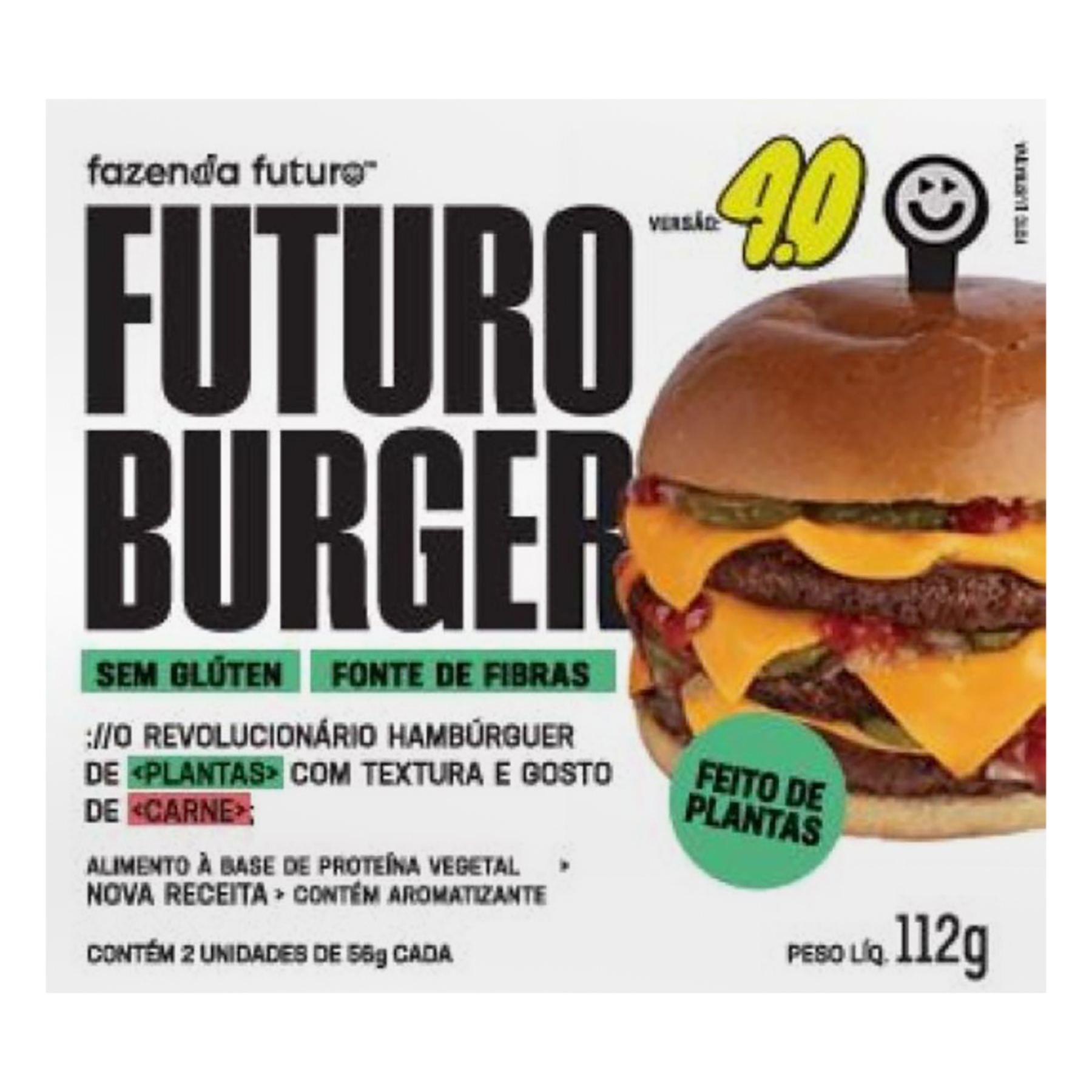 Hamb&uacute;rguer Vegetal Futuro Burger 4.0 Fazenda Futuro Caixa 112g C/2 Unidades