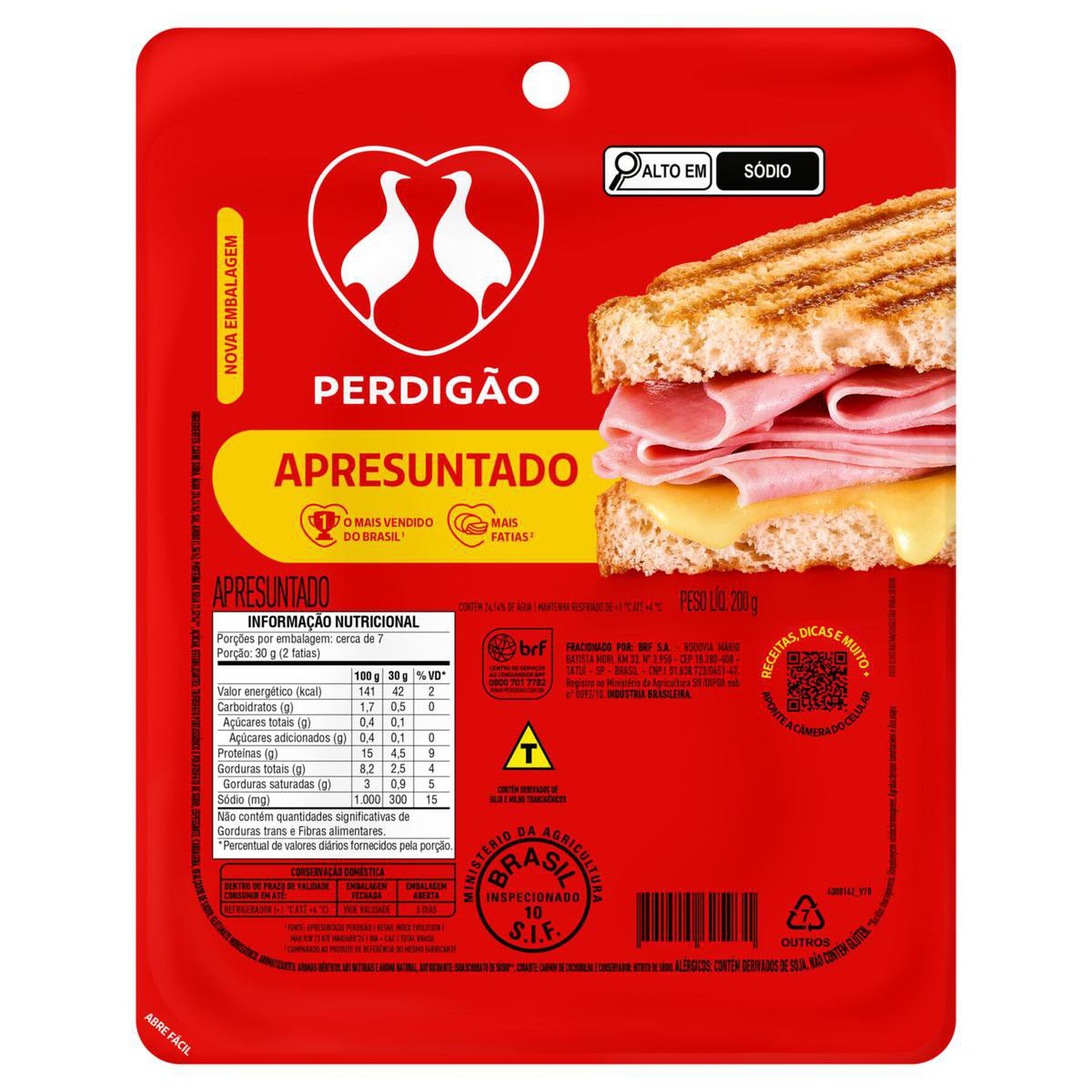 Apresuntado Fatiado Perdig&atilde;o 200g
