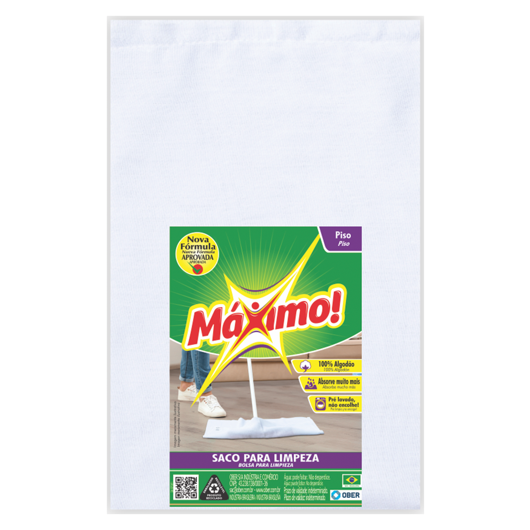 Saco para Limpeza de Algodão Alvejado Máximo 45x75cm