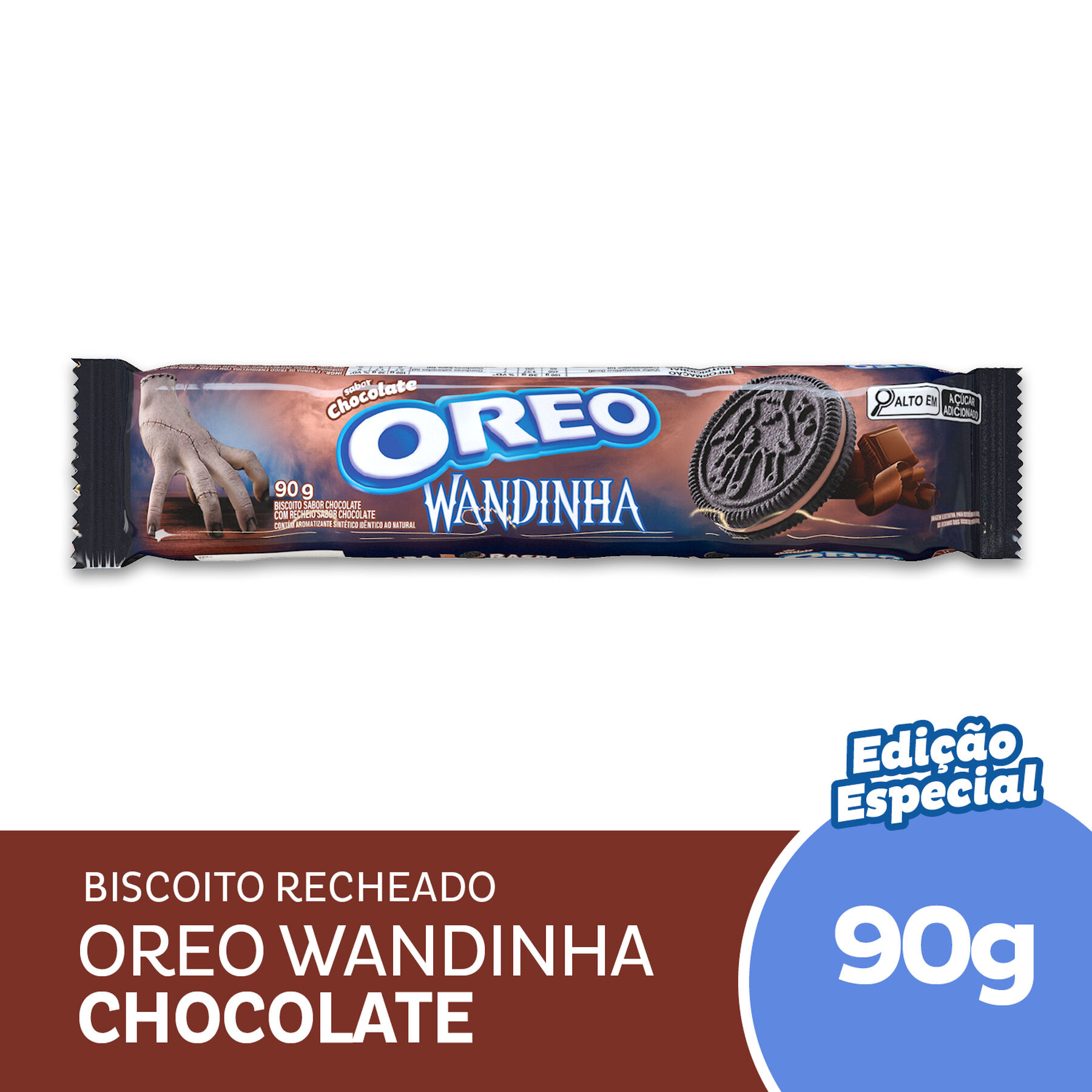 Biscoito Chocolate Recheio Chocolate Oreo Pacote 90g