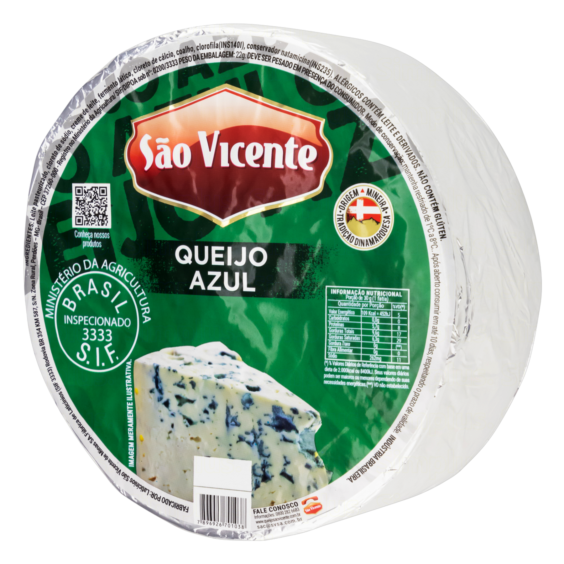 Queijo Azul S&atilde;o Vicente Peda&ccedil;o aprox. 180g
