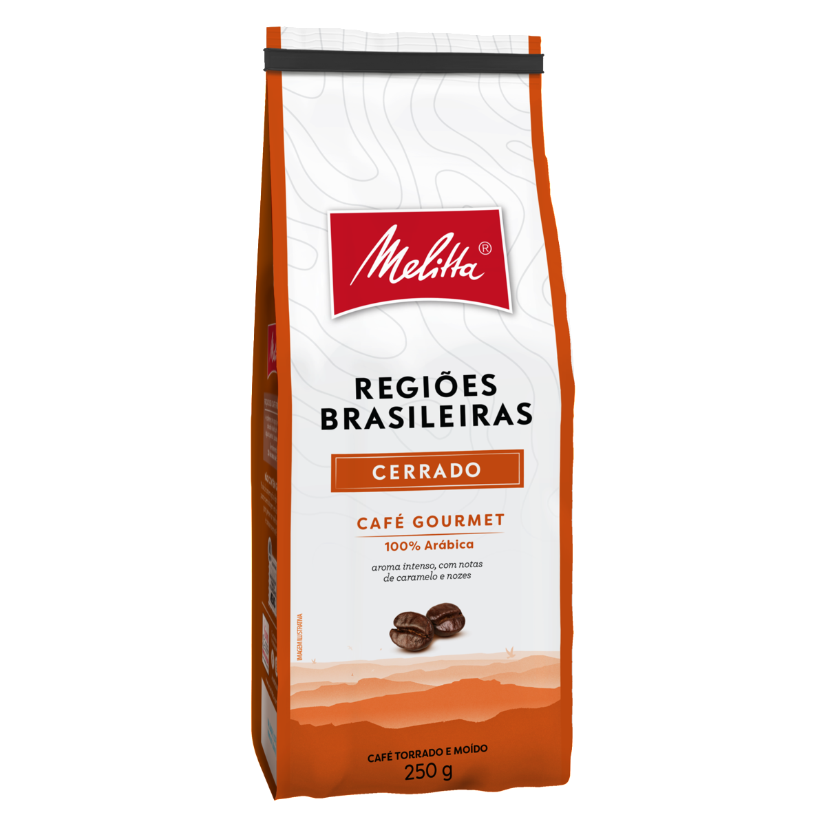 Caf&eacute; Torrado e Mo&iacute;do Gourmet Cerrado Regi&otilde;es Brasileiras Melitta Pacote 250g