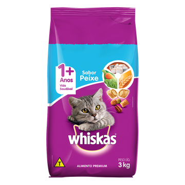 Alimento para Gatos Adultos 1+ Peixe Whiskas Pacote 3kg