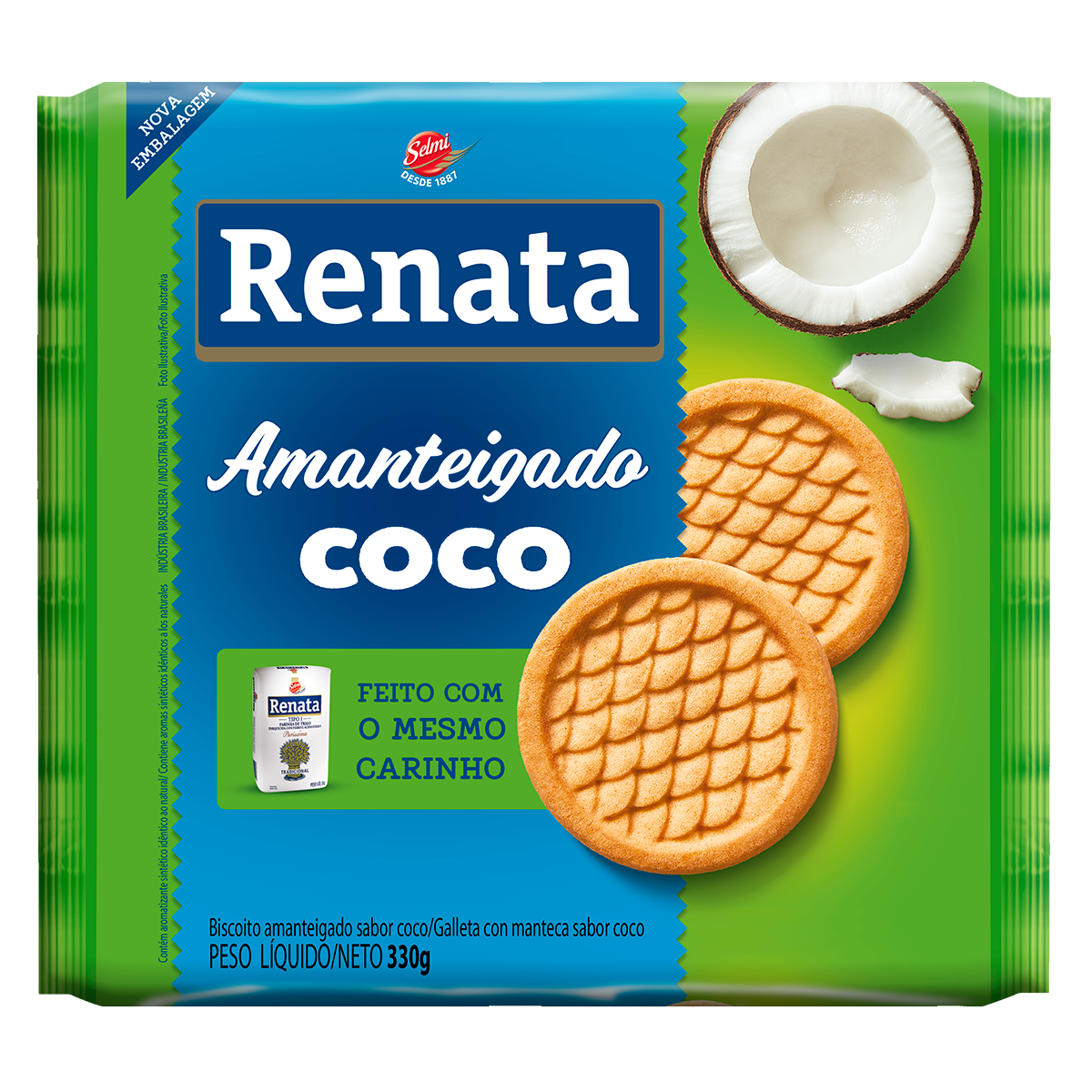 Biscoito Amanteigado Coco Renata Pacote 330g