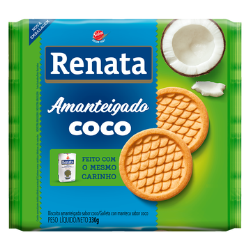 Biscoito Amanteigado Coco Renata Pacote 330g