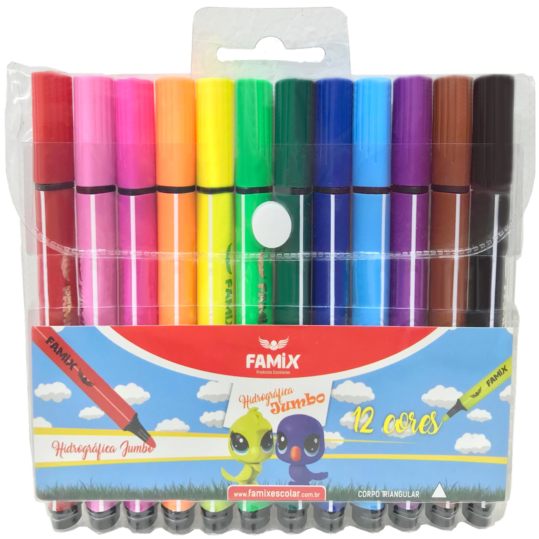Canetinha Hidrogr&aacute;fica Jumbo Famix C/12 Unidades