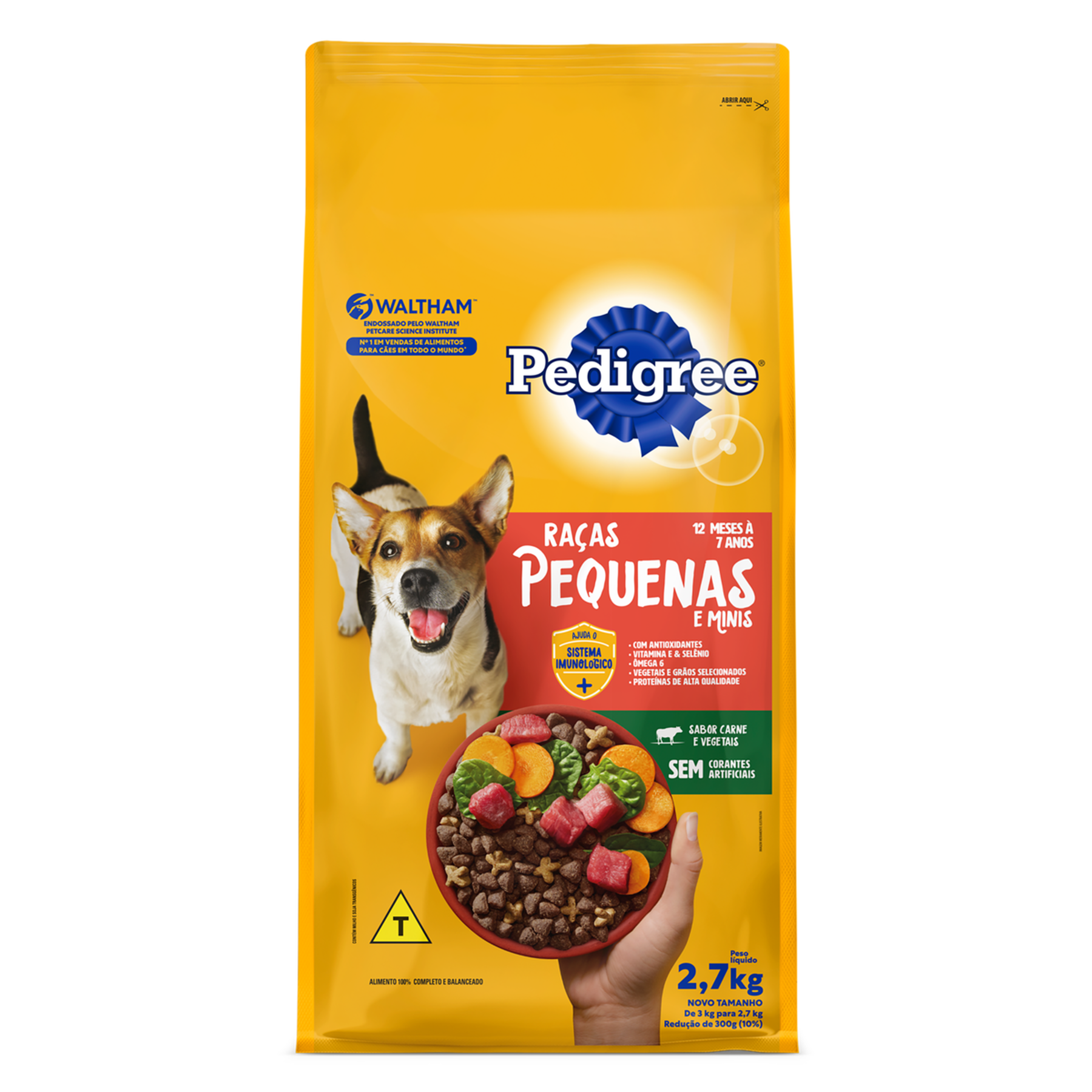 Alimento para Cães Adultos 12 Meses a 7 Anos Raças Pequenas e Minis Carne e Vegetais Pedigree Pacote 2,7kg