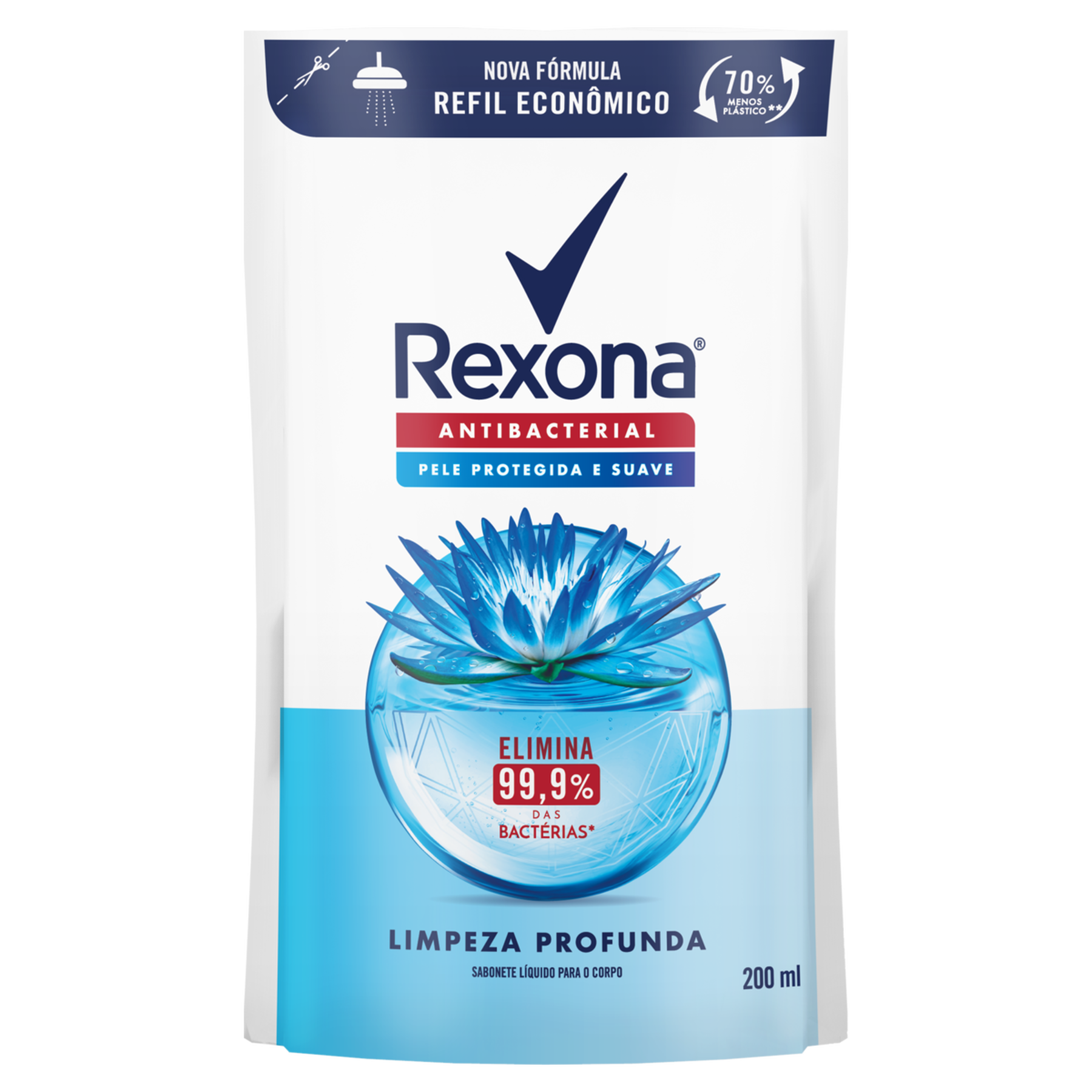 Sabonete L&iacute;quido Antibacterial Limpeza Profunda Rexona Sach&ecirc; 200ml
