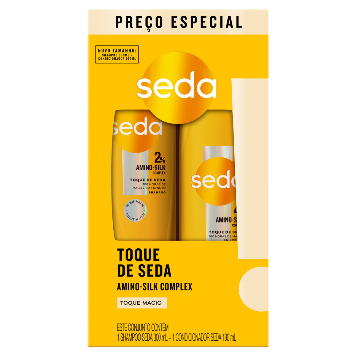 Kit Shampoo 300ml + Condicionador 190ml Seda Toque de Seda