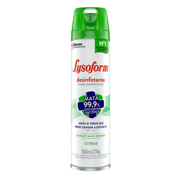 Desinfetante para Superfícies Spray Citrus Lysoform Frasco 360ml