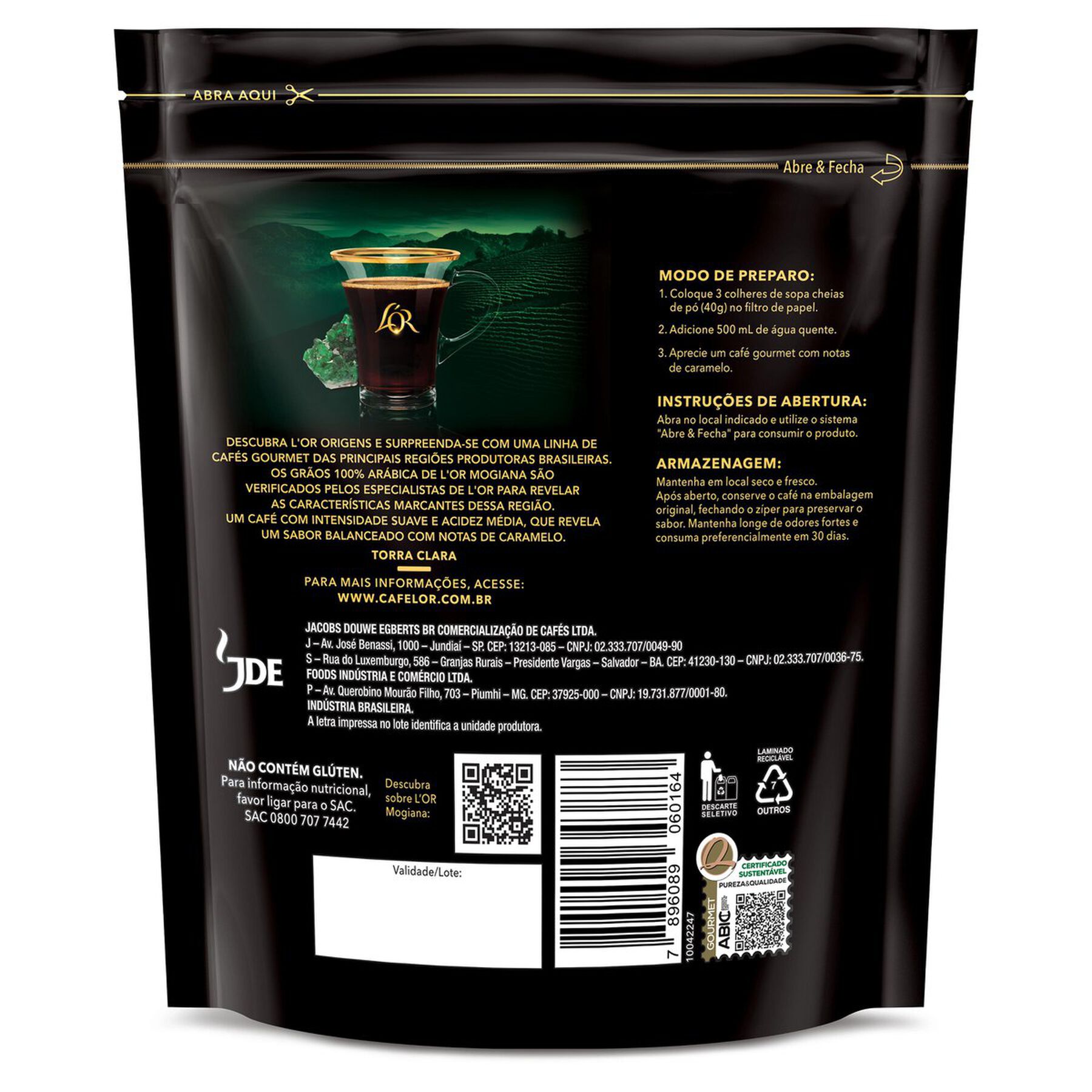 Caf&eacute; Torrado e Mo&iacute;do Mogiana L'or Gourmet Pouch 250g
