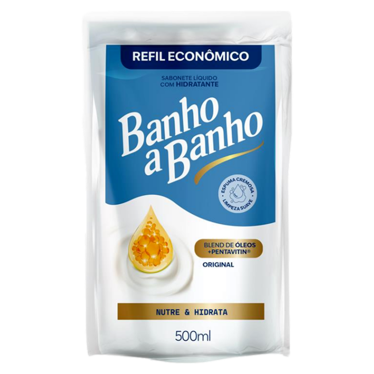 Sabonete L&iacute;quido Hidratante Original Banho a Banho Sach&ecirc; 500ml - Refil Econ&ocirc;mico