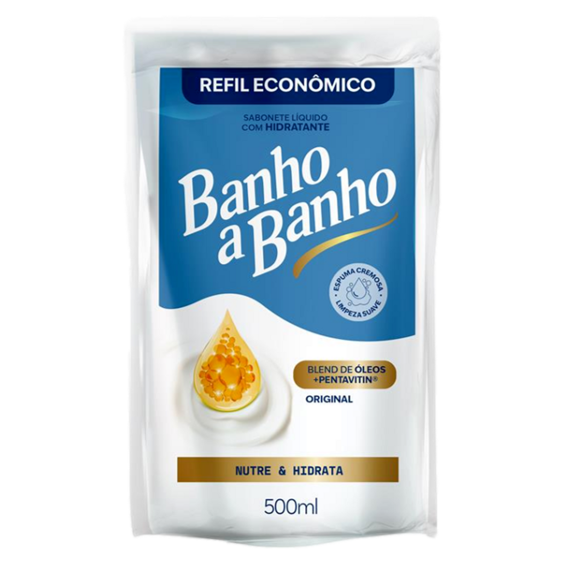 Sabonete L&iacute;quido Hidratante Original Banho a Banho Sach&ecirc; 500ml - Refil Econ&ocirc;mico