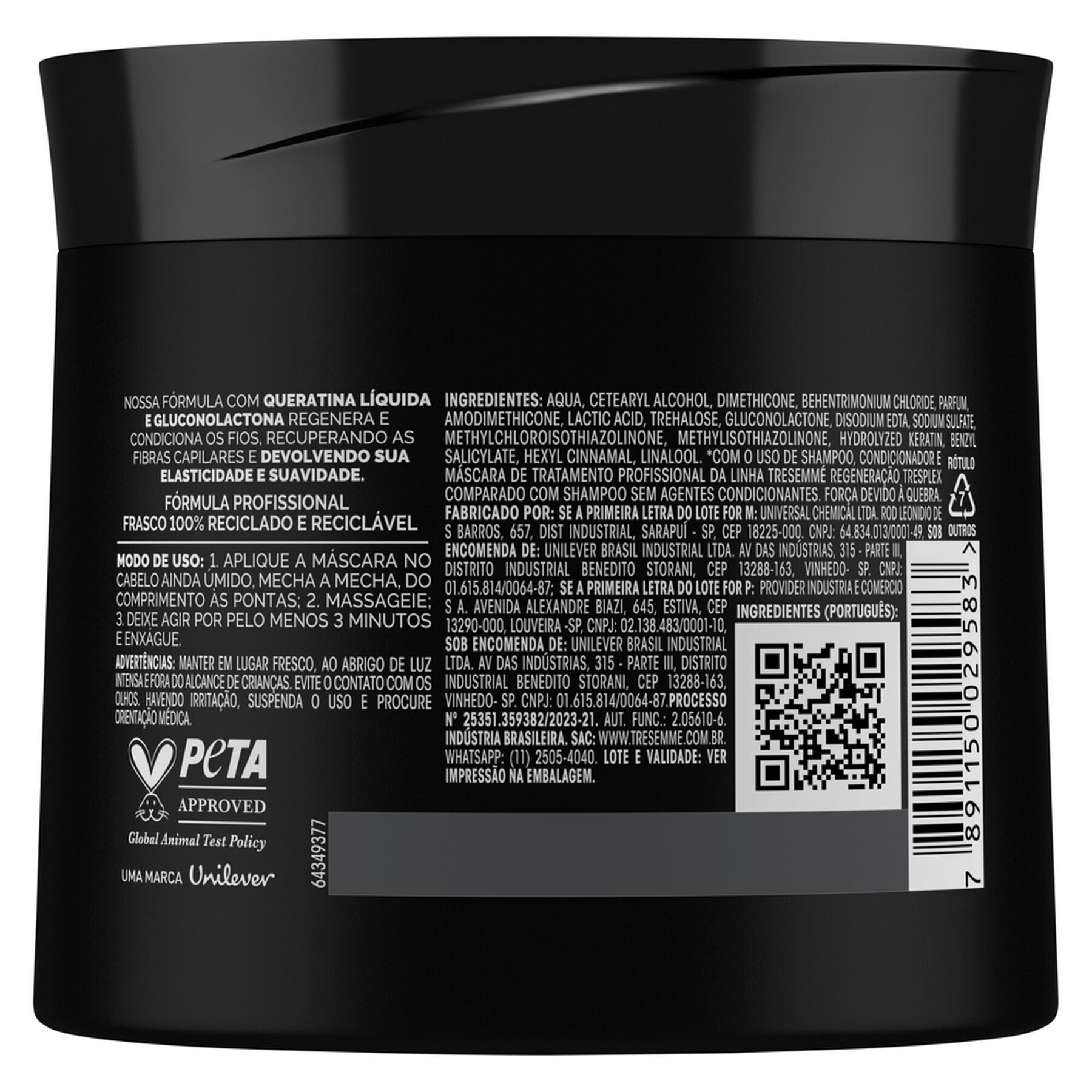 M&aacute;scara de Tratamento Pr&eacute;-Shampoo Tresemm&eacute; Tresplex Regenera&ccedil;&atilde;o Tend&ecirc;ncias de Sal&atilde;o Pote 400g&nbsp;