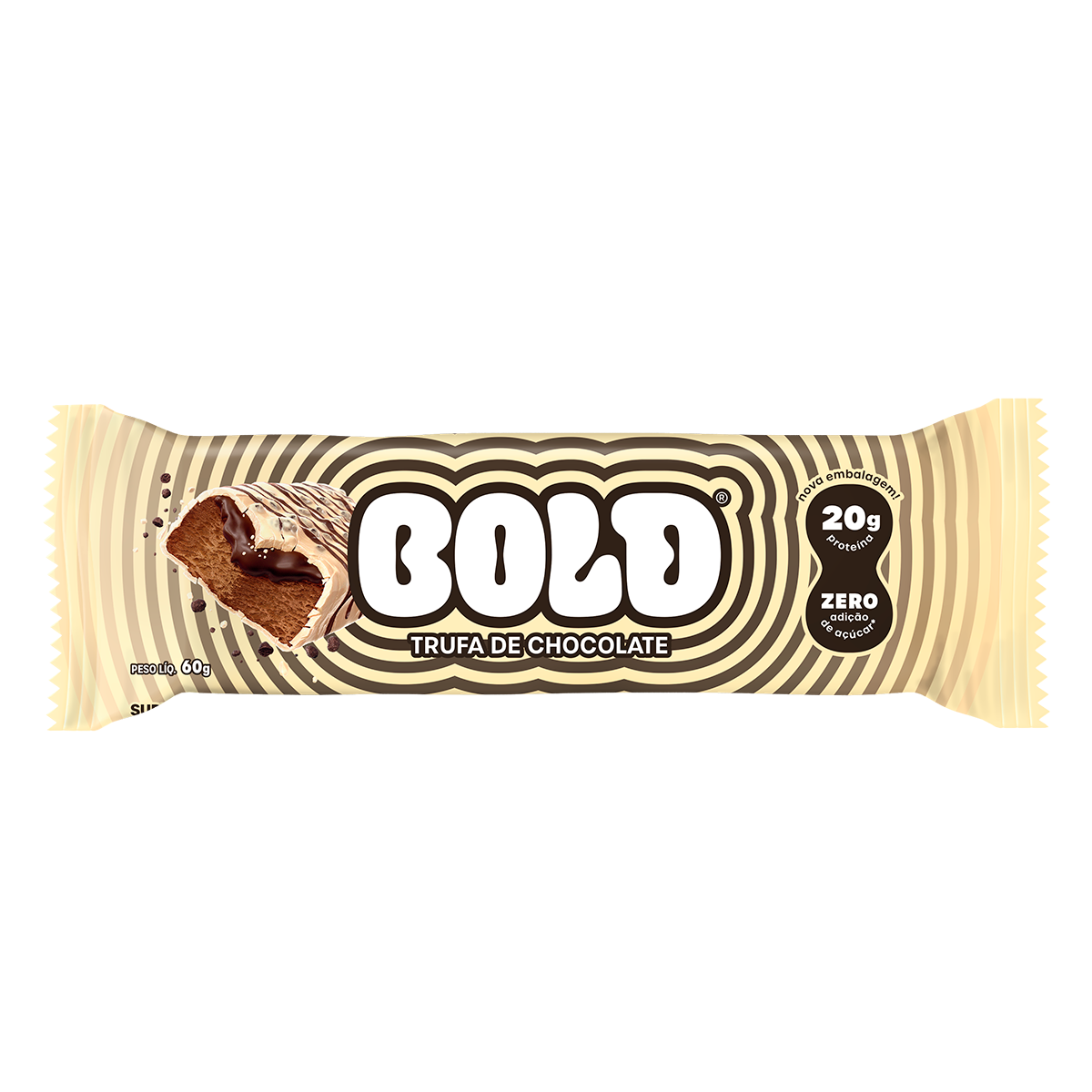 Barra de Prote&iacute;na Trufa de Chocolate Bold Pacote 60g