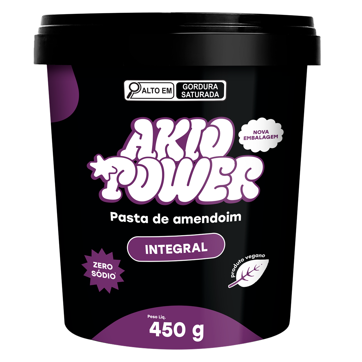 Pasta de Amendoim Integral Akio Power Pote 450g