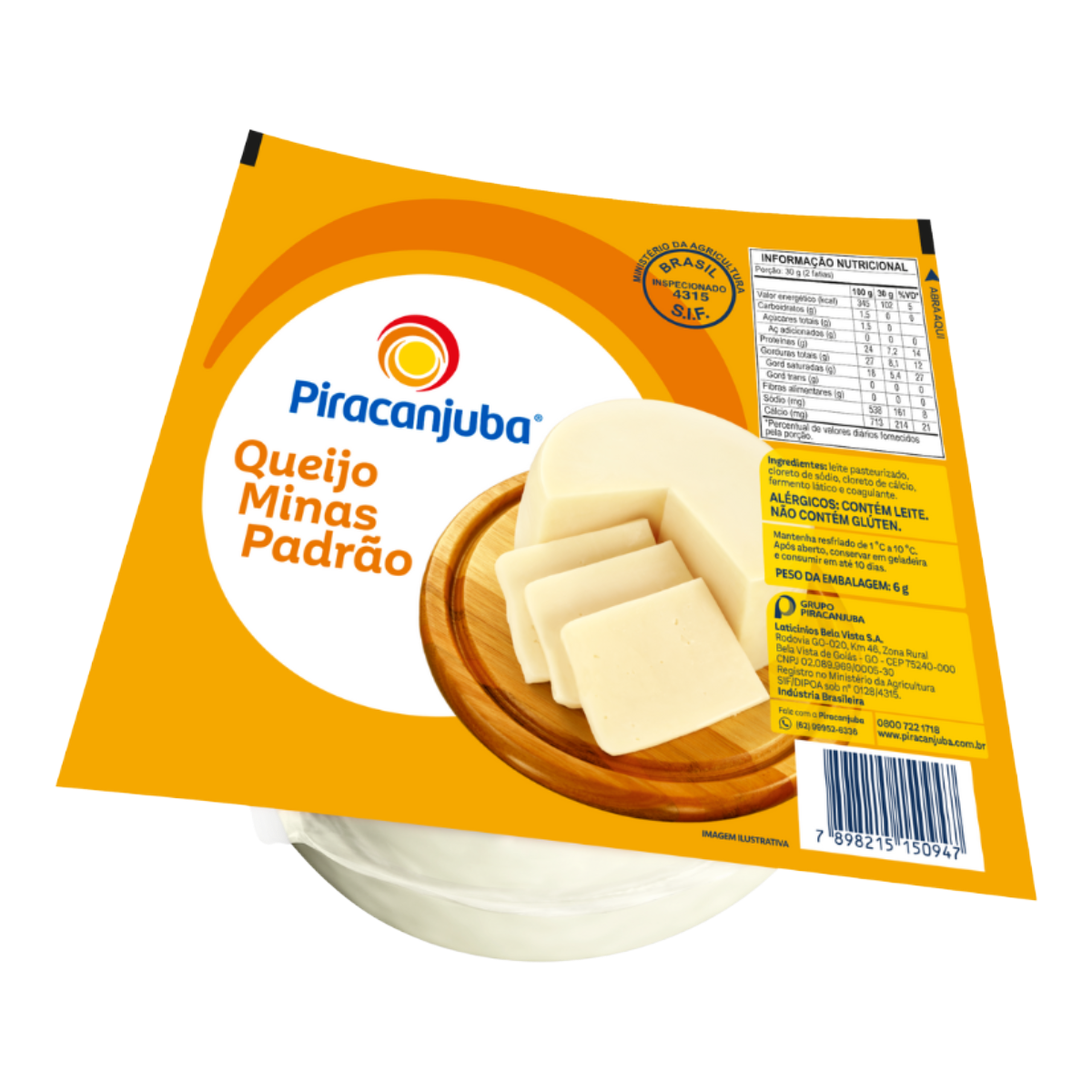 Queijo Minas Padr&atilde;o Piracanjuba aprox. 420g