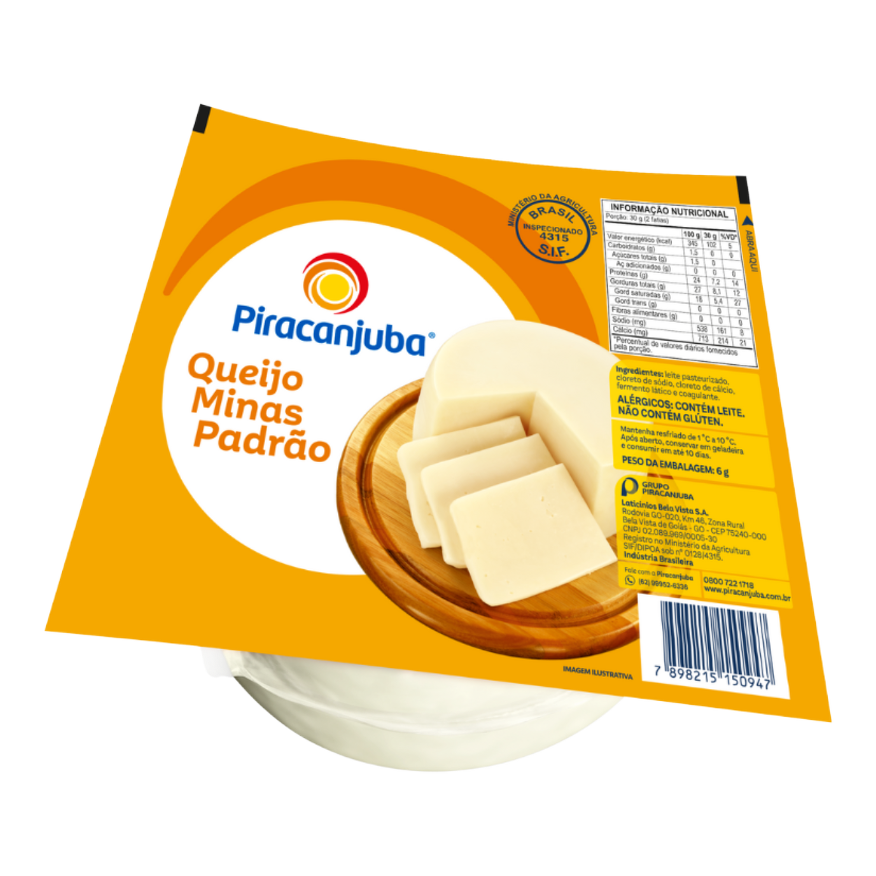 Queijo Minas Padr&atilde;o Piracanjuba aprox. 420g
