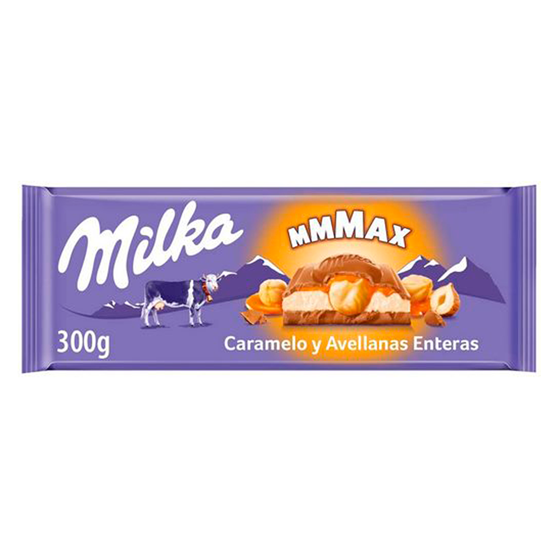 Barra de Chocolate Caramelo e Avel&atilde; Mmmax Milka 300g