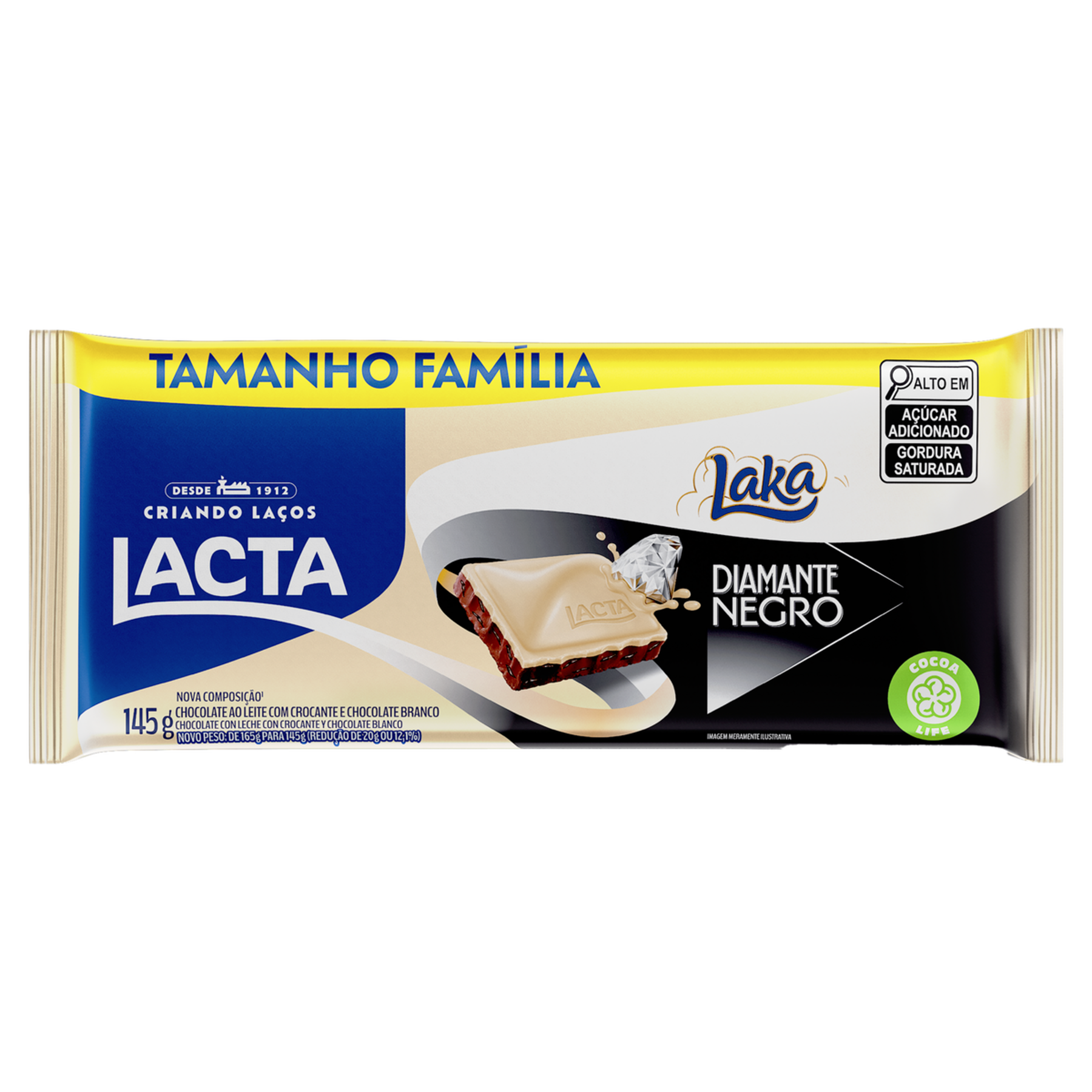 Chocolate Laka + Diamante Negro Lacta Pacote 145g