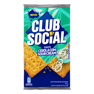Biscoito Cebola com Sour Cream Club Social Pacote 141g C/6 Unidades