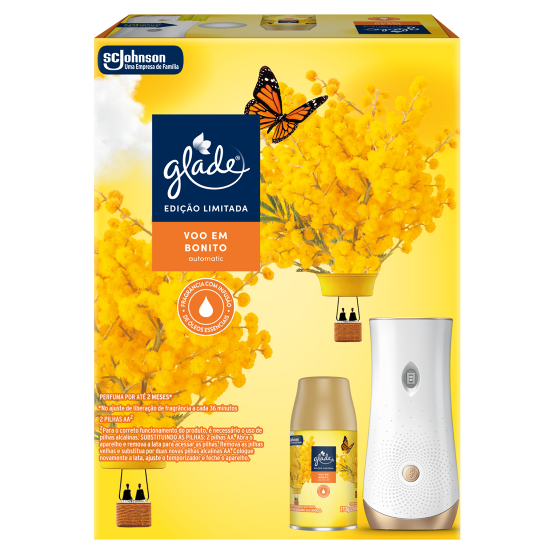 Aparelho e Odorizador de Ambiente Voo em Bonito Glade Automatic Caixa 260ml Spray Refil