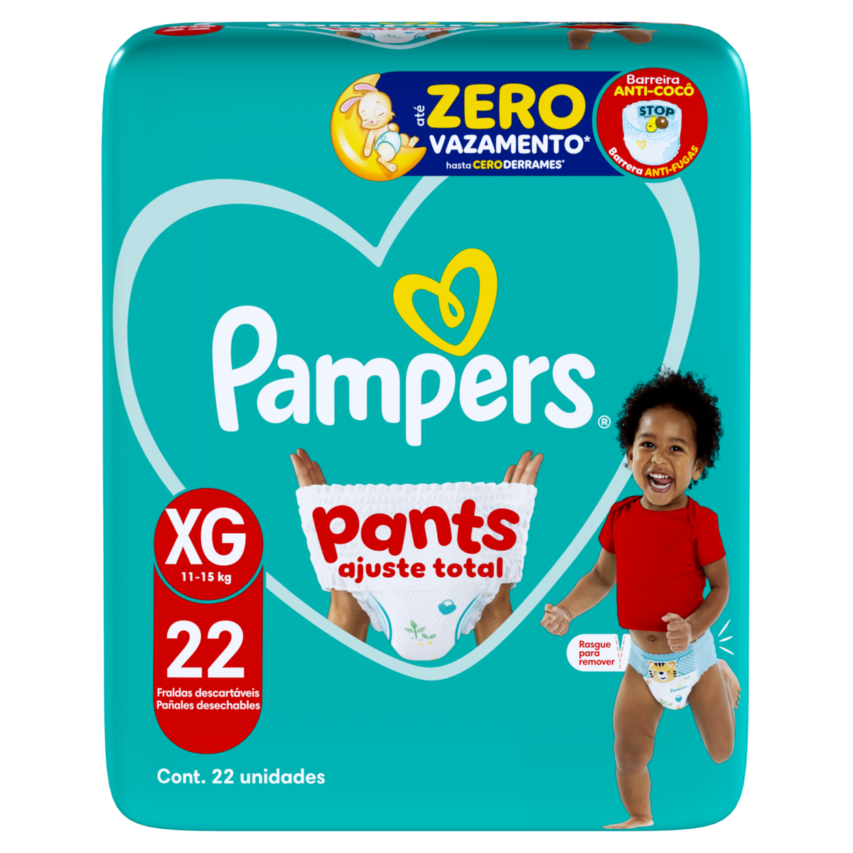 Fralda Descart&aacute;vel Infantil Pants Ajuste Total Pampers XG Pacote C/22 Unidades