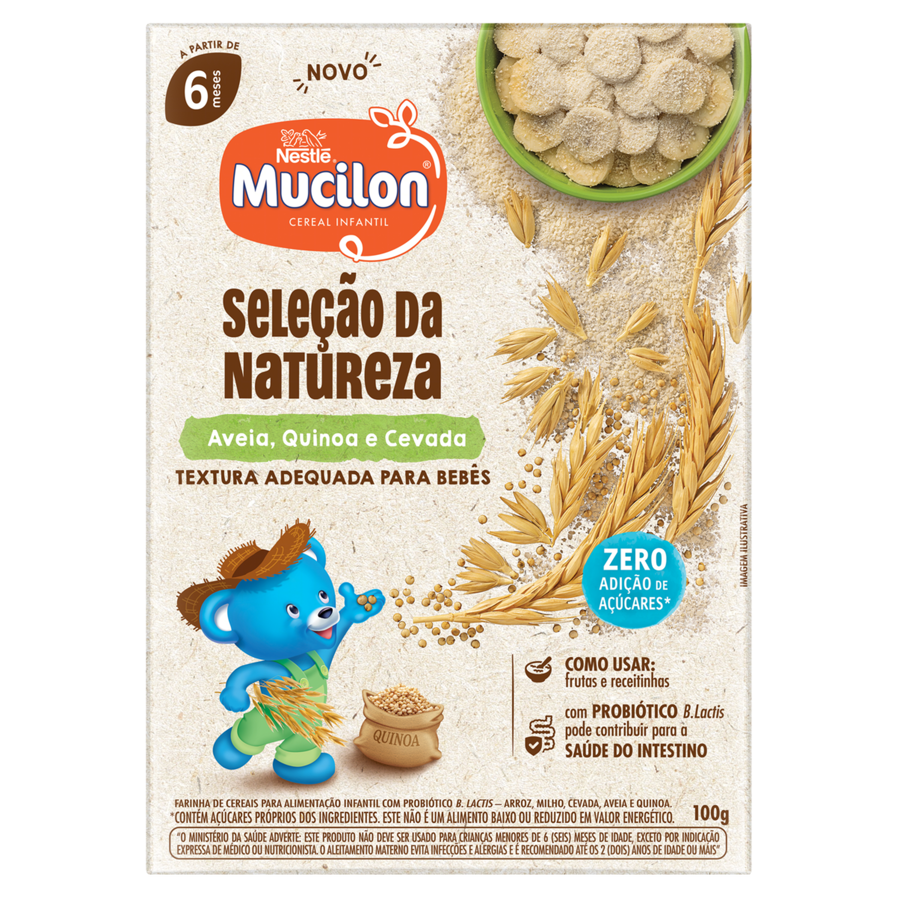 Cereal Infantil Aveia, Quinoa e Cevada Mucilon Seleção da Natureza Caixa 100g