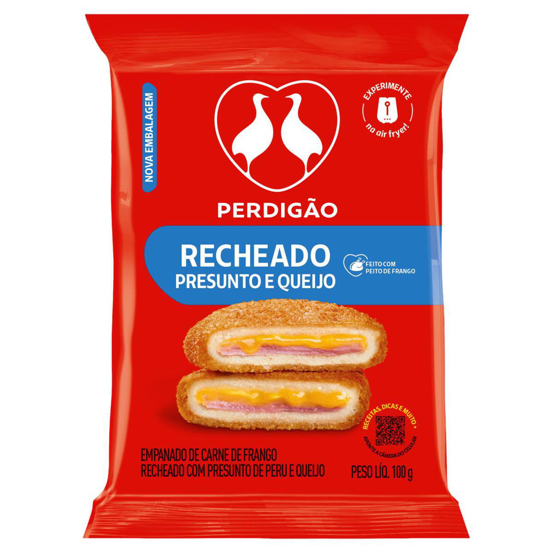 Empanado de Frango Recheio Presunto e Queijo Perdig&atilde;o Pacote 100g