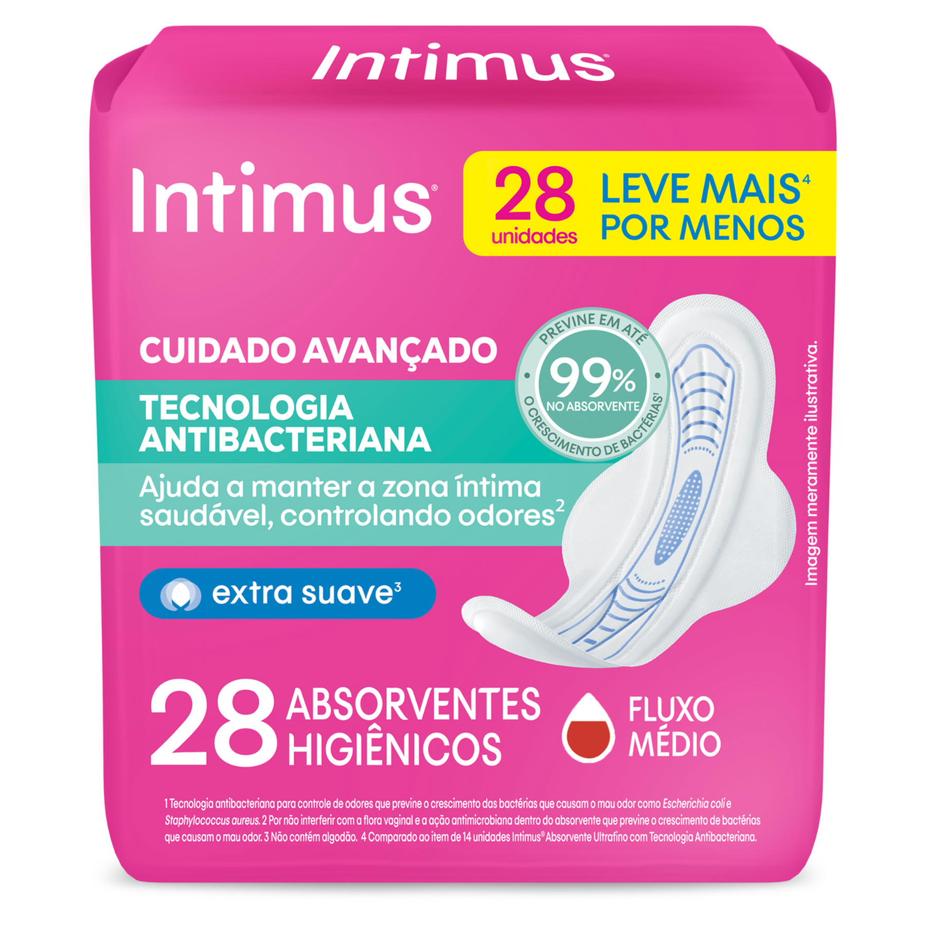 Absorvente com Abas Antibacteriano Ultrafino Intimus Pacote 28 Unidades Leve Mais Pague Menos