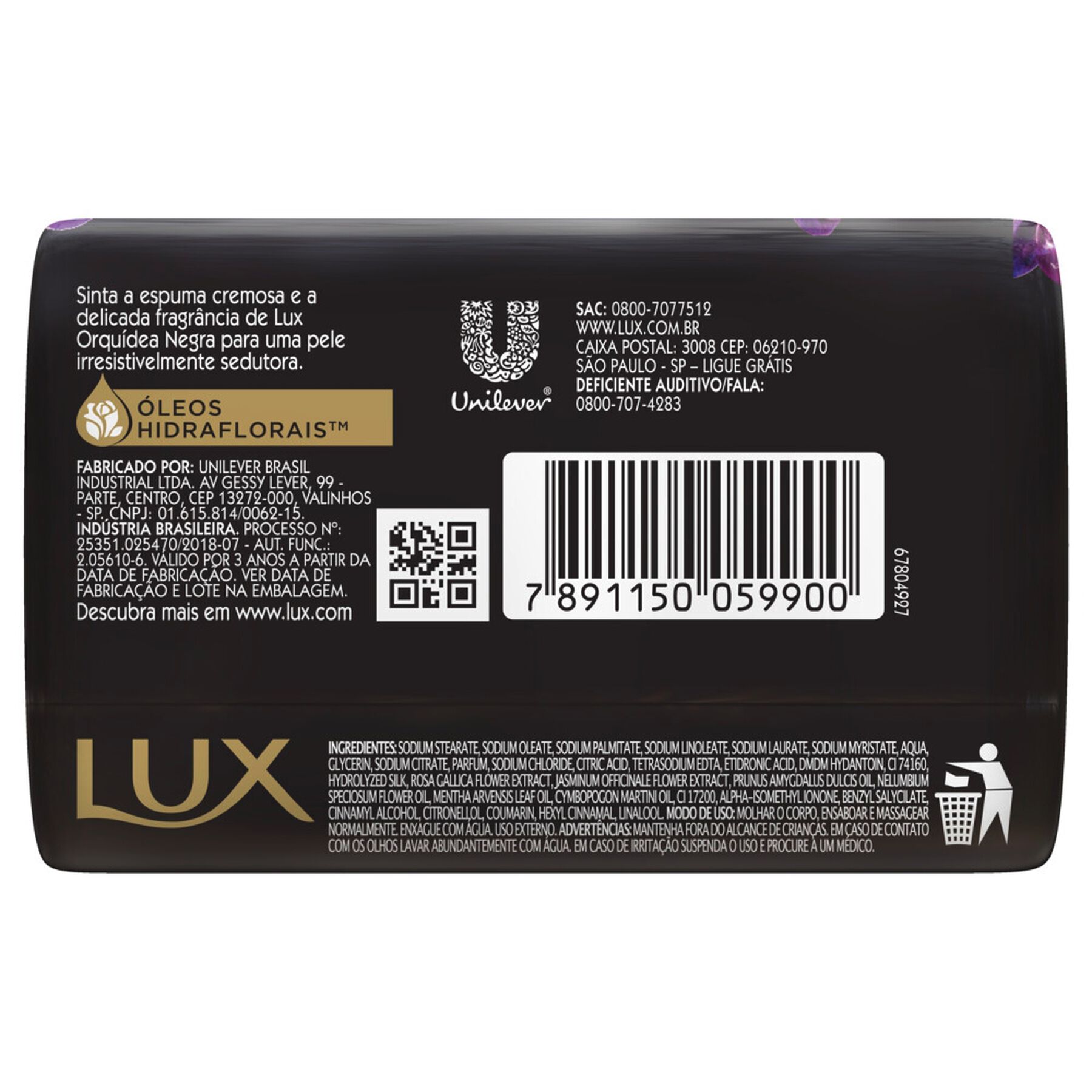 Sabonete em Barra Glicerinado Orquídea Negra Lux Botanicals Cartucho 85g