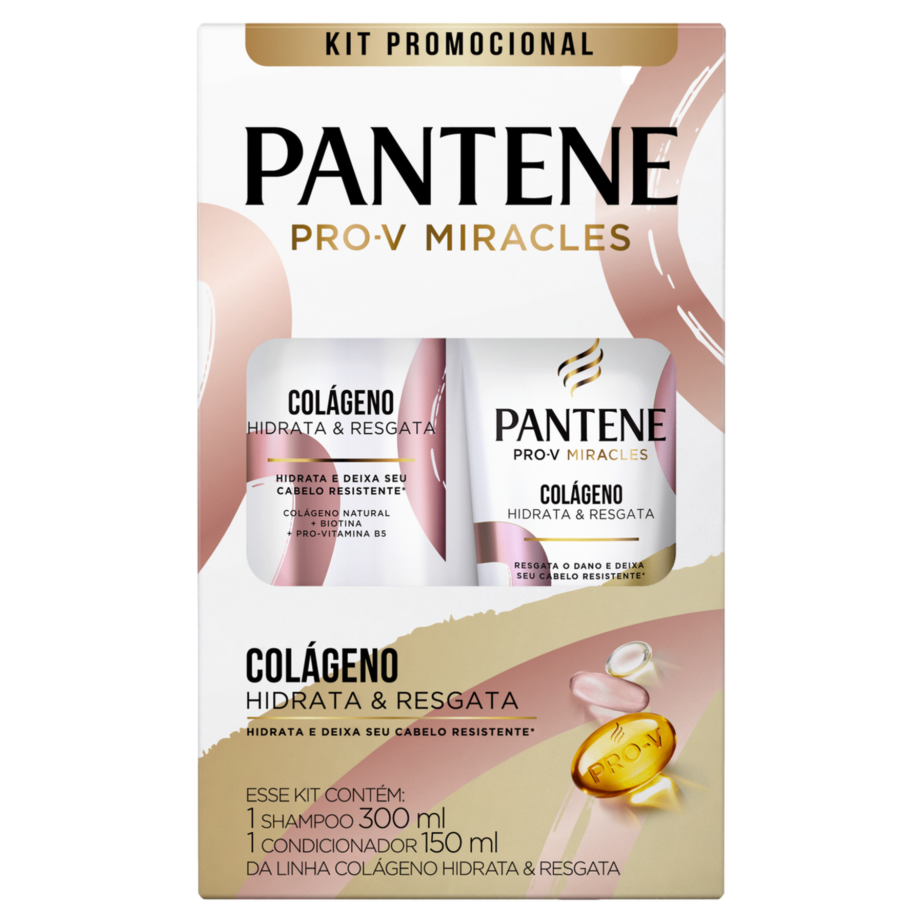 Shampoo 300ml + Condicionador 150ml Colágeno Hidrata e Resgata Pantene