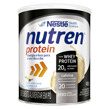 Suplemento Alimentar com Whey Baunilha Nestlé Nutren Protein Lata 400g