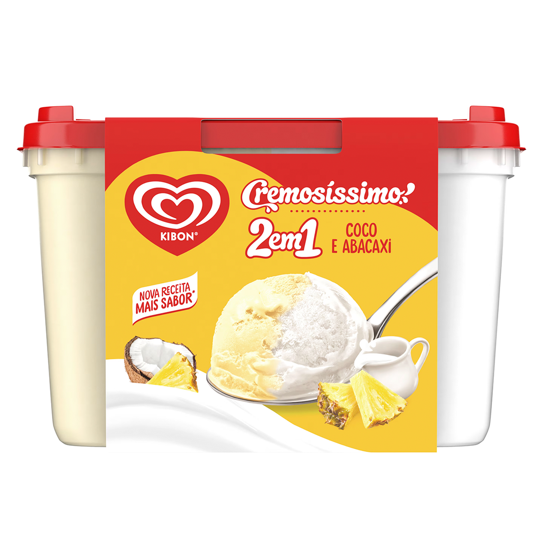 Sorvete Abacaxi e Coco Cremos&iacute;ssimo Kibon Pote 2l
