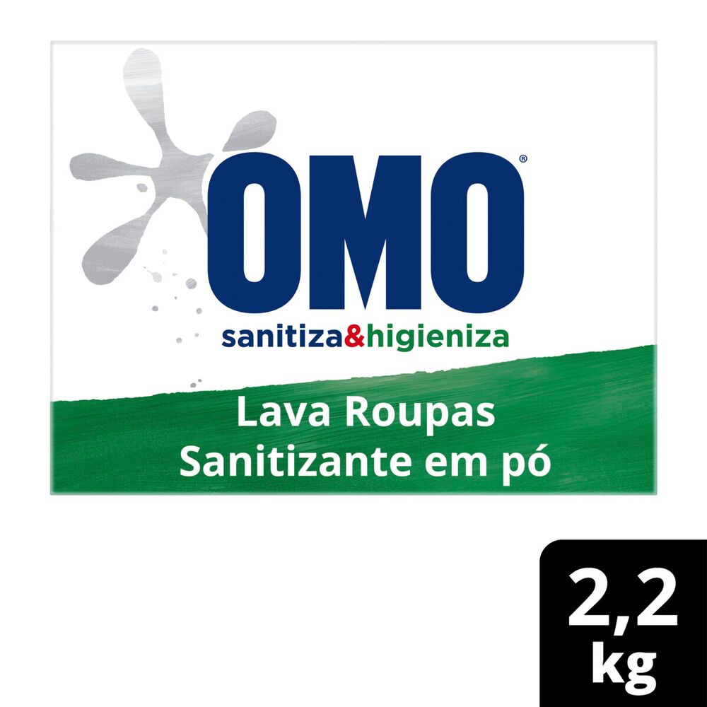 Sab&atilde;o em P&oacute; Lavagem Perfeita Sanitiza e Higieniza Omo Caixa 2,2kg - Embalagem Tamanho Fam&iacute;lia