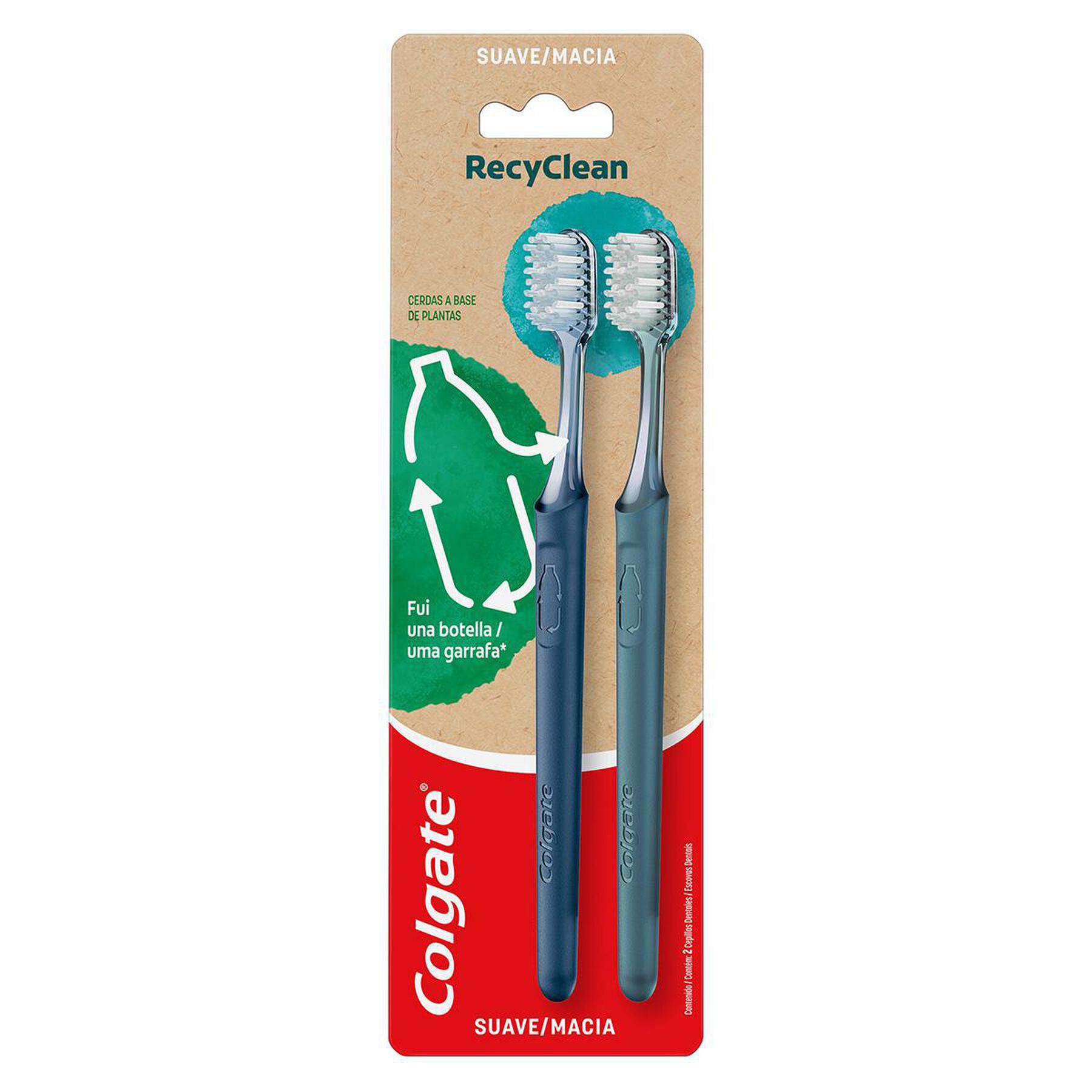 Escova Dental Macia Recyclean Colgate C/2 Unidades