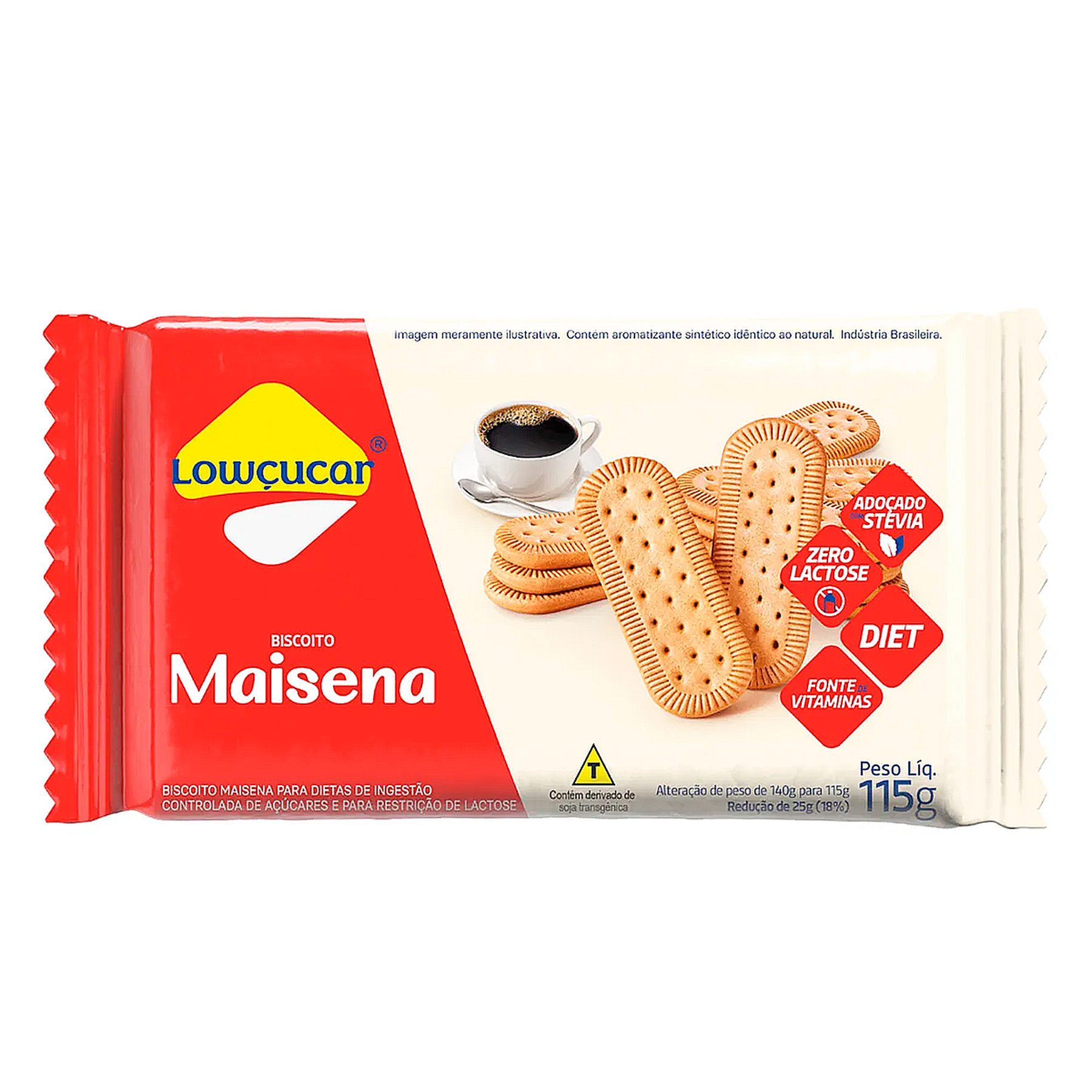 Biscoito Maisena Zero Lactose Low&ccedil;ucar Pacote 115g&nbsp;