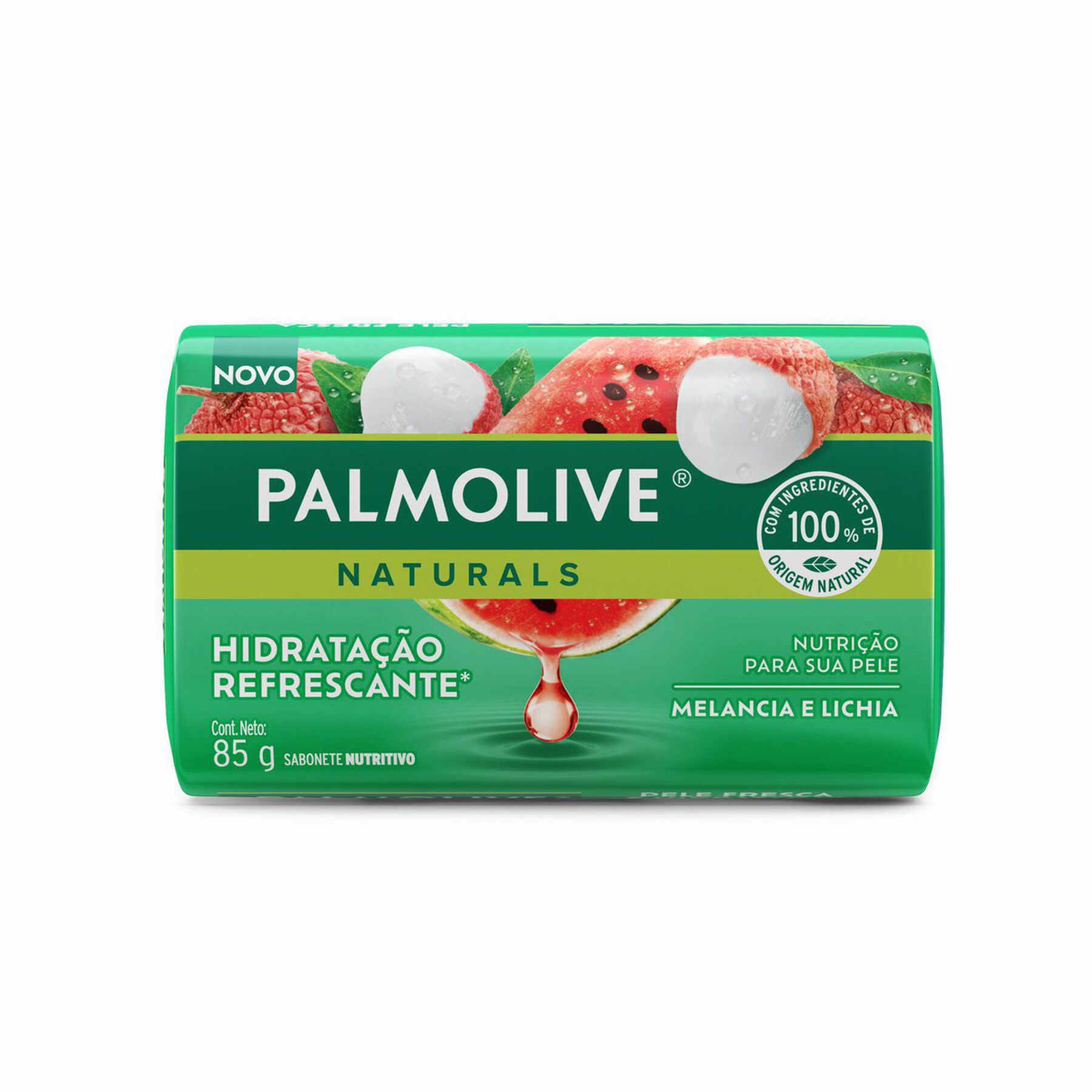 Sabonete em Barra Hidratação Refrescante Melancia e Lichia Palmolive Naturals Envoltório 85g