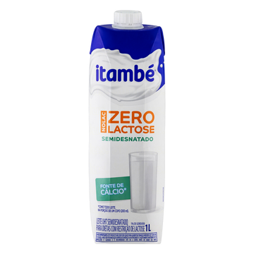 Leite UHT Semidesnatado Zero Lactose Itambé Nolac Caixa com Tampa 1l