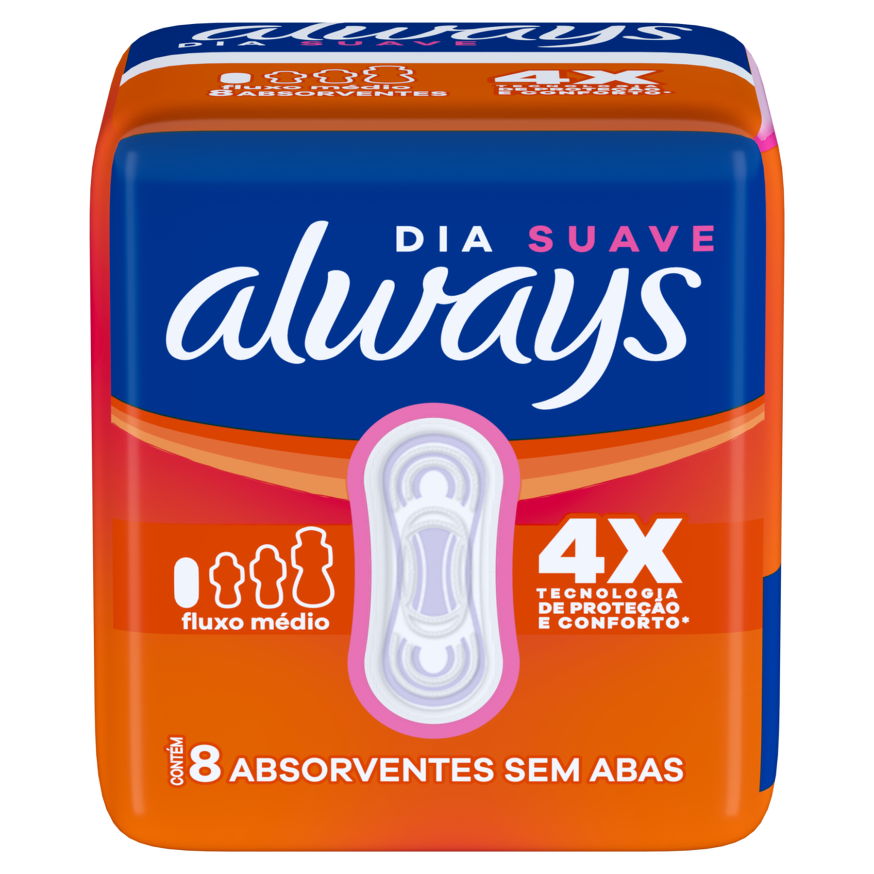Absorvente sem Abas Dia Suave Always Pacote 8 Unidades